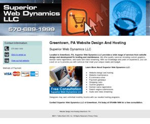 superiorwebdynamics2.net: Website Design And Hosting Greentown, PA
Free consultation. Superior Web Dynamics LLC provides website design and hosting, website maintenance, and e-commerce sites. Call 570-689-1999.