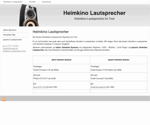 heimkinolautsprecher.com: Heimkino Lautsprecher im Test - finden Sie die optimalen Heimkino Lautsprecher
die besten Heimkino Lautsprecher im Test mit großem Klang- und Preisvergleich! Finden Sie das optimale Lautsprecher System für zuhause!