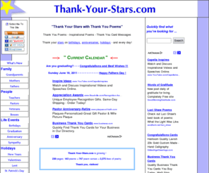 thank-your-stars.com: Thank You Poems - Inspirational Poems - Words of Appreciation
Thank you poems, inspirational poems, words of appreciation, and more. Thank your stars on birthdays, anniversaries, holidays. Make every day special!