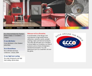 eccobrand.com: Ecco Brand Inc.
ecco,coating,sealants,adhesives,tapes,paints,spray,spray paints,Metal paints,Wood paints,Concrete,floor coatings,Primers