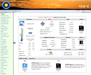 herlev-vejret.dk: Herlev vejret, Danmark - Temp: 8°C
LIVE VEJR fra Herlev i DANMARK. 5 døgns vejrudsigt fra egen vejrstation. Vejrstatistik, satellitbilleder, radar, grafer, webcam, WAP, vejrarkiv, sol og UV stråling, pollenprognose, meteorologisk leksikon, alt der har med vejret at gøre. Målingerne er med Davis Vantage Pro2 Plus. Vi er tilmeldt DMI Borgervejr, Nordic Weather Network samt Weather Underground, Hilsen Steffen Vestergård.