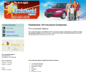 luczkowskiagency.net: Insurance Companies Chesterland, OH - The Luczkowski Agency
The Luczkowski Agency provides professional insurance service since 1991 in Chesterland, OH. Call 440-490-4065 high risk insurance services.