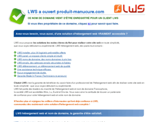 produit-manucure.com: LWS - Le nom de domaine produit-manucure.com a t rserv par lws.fr
LWS, enregistrement de nom de domaine, lws a reserve le domaine produit-manucure.com et s