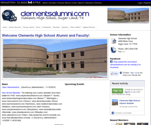 clementsalumni.com: Clements High School Alumni Website
www.clementsalumni.com is a custom website for made specifically for current students, alumni and faculty that attended or taught at Clements High School - in Sugar Land, TX.