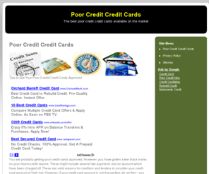poorcredit-creditcards.org: Poor Credit Credit Cards
The best poor credit credit cards available on the market