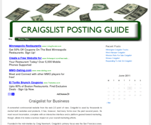 clpostingguide.info: Gregs list, Craiglist com - The Complete Craigslist Posting Guide
The complete guide that helps post ads on Craigslist successfully with no outsiders' help. Learn how to avoid ghosting, make multiple postings at ease.