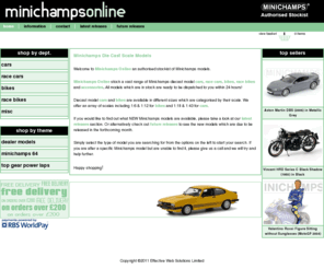 minichampsonline.co.uk: Minichamps Die Cast Scale Models
Scale Diecast Model Cars, Diecast Model Bikes and Diecast Model Motorcycles, Radio Controlled Gifts, Film Merchandise, Diecast Commercial Models and Diecast Model Race Cars