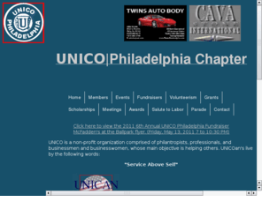 unico-philadelphia.com: UNICO Philadelphia Chapter
UNICO National, Inc., Philadelphia Chapter is a non-profit organization comprised of businessmen who raise money for charities and other non-profit organizations