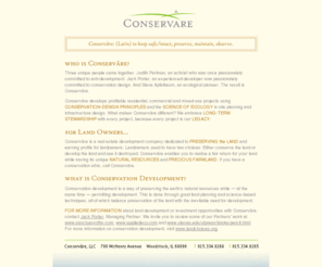 conservarellc.com: Conservâre LLC - Conservâre develops profitable residential, commercial and mixed-use projects using conservation-design principles and the science of ecology in site planning and infrastructure design.
Conservâre develops profitable residential, commercial and mixed-use projects using conservation-design principles and the science of ecology in site planning and infrastructure design.