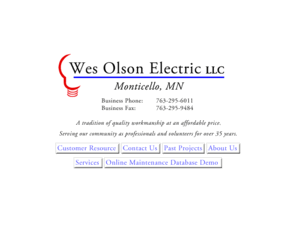 wesolsonelectric.com: Wes Olson Electric Homepage - Electrical Contractor Serving Monticello MN and Surrounding Areas
Electrical contractors electrician