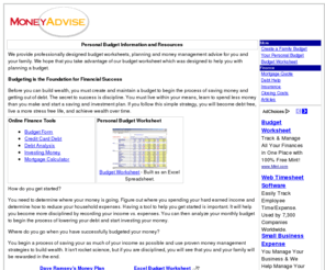 moneyadvise.com: Personal Budgeting Worksheets & Money Management
Find Personal budgeting worksheets online tools, articles and more to help you manage your money.