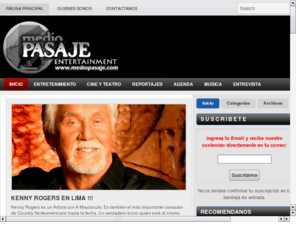 mediopasaje.com: · MEDIO PASAJE ·
Pagina de Noticias, espectáculos, musica conciertos, agenda cultural, Obras de Teatro, Comentarios de diversión y entretenimiento Lima Peru.