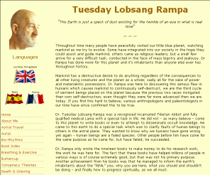 lobsangrampa.org: Lobsang Rampa
The most comprehensive spiritual website dedicated to the spiritual & metaphysical knowledge and teachings of Dr. Tuesday Lobsang Rampa.