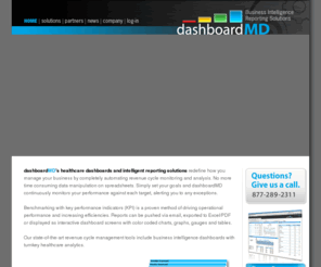 practicemanagementdashboards.com: Medical & Healthcare Dashboard Software, Executive Dashboards
DashboardMD is a leader in medical & healthcare dashboard software.  Our executive dashboards help with revenue cycle management, healthcare analytics, KPI benchmarking, scorecards, and more!