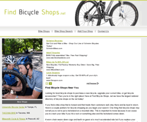 findbicycleshops.net: Bicycle Shops
Let Find Bicycle Shops .net help you find local bicycle shops for all your biking needs.