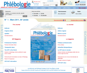 revue-phlebologie.org: Revue Phébologie - annales vasculaires - Accueil
Phlébologie - Annales vasculaires - Organe officiel de la Société française de Phlébologie