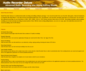 audio-recorder.net: Audio recorder deluxe: digital audio recorder and sound editor.
Audio recorder deluxe: advanced audio recorder and editor.