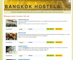 bangkok-hostels.com: Bangkok Hostels provide decent accommodation and do not burn a hole in your pockets
Bangkok Hostels - A Selection of Bangkok Hostels that provide decent accommodation and do not burn a hole in your pockets