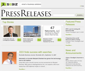 sebizinfotechpr.com: Sebiz Infotech's Smart E-Business Solutions : Press Releases
Sebiz Infotech's Smart E-Business Solutions : Press Releases. Our IT department tied up with Netsmartz India for training. For more information, You can visit us online!