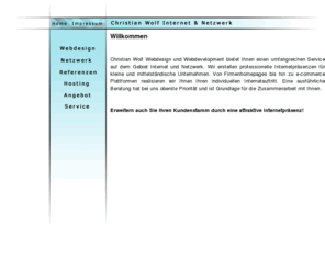 c-wolf.net: Christian Wolf Webdesign & Webdevelopment
Erstellung von professionellen Internetseiten für den Mittelstand