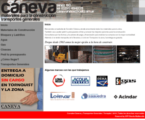 corraloncaneva.com.ar: Cáneva materiales de construcción y transportes generales
Website de Corralón Cáneva y Transportes generales, donde encontraras todos los materiales para tu obra