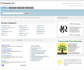 ctbusinesslist.com: CT Business List - Home Page - Connecticut Business Directory -
Connecticut Business List - CT Business List - a comprehensive Business directory and search portal for connecticut buainesses - CT Business List - Home Page - Connecticut Business Directory - 