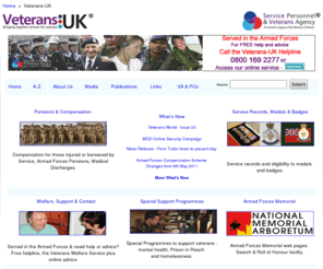 forcesmemorial.org.uk: Veterans-UK
The Veterans-UK.info Website provides a host of information on issues of interest to veterans. There are useful links to other organisations and Government departments providing information, help and advice