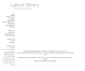 lafondwinery.com: Lafond Winery and Vineyards, Santa Rita Hills, California
Pierre Lafond, pioneer grower in the Santa Rita Hills vitculture area, now considered as one of the premier Pinot Noir and Chardonnay growing areas of California.