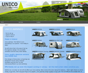 unicocaravanawning.co.uk: Unico voortenten - Caravan Voortenten Luifels Wintertenten Verona Bologna Genua Torino Eriba Wintervoortent - Unico - Hobby - Genua - caravan
  Made in Holland  Unico quality absolute winners see ANWB test  Effortlessly set up even the largest awning or canopy - let the instruction video convince you  You see it immediately - tight awnings  Caravan Voortenten Luifels Wintertenten Verona Bologna Genua Torino Eriba Wintervoortent Unico Hobby Genua caravan