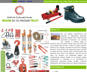 ibrahim-nms.com: Ibrahim Ali Al Hassaan Trading Establishment

ibrahim ali al hassaan trading establishment- Hand Tools, Machine tools accessories, cutting tools, measuring tools and instruments, magnetic tools, Industrial Tools Manufacturers, india,asia.