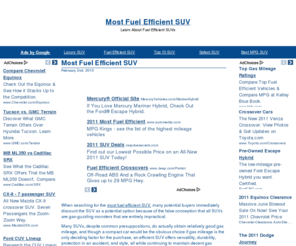 mostfuelefficientsuv.org: Most Fuel Efficient SUV |**Most Fuel Efficient SUVs, Compare**
If you are looking for a the most fuel efficient SUV on the market, then you need to read through our original analysis and empower yourself with the information that you need to know today!