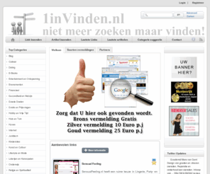 1invinden.nl: 1inVinden, niet meer zoeken maar VINDEN.
1invinden niet meer zoeken maar vinden