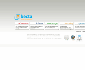 becta.de: Webentwicklung und Webmarketing von Becta Software- und Weblsungen GmbH
becta liefert passende eCommerce Lsungen, erstellt mit Suchmaschinen- und Webmarketingstrategien erfolgreiche Gesamtkonzepte.