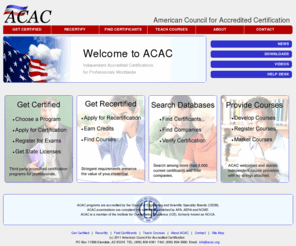 councilcerts.com: Accredited Certification Programs from ACAC
ACAC offers independent, accredited certification programs for professionals.  ACAC offers designations in disciplines related to indoor air quality and environmental infection control.