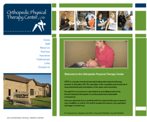 orthoptc.com: Othopedic Physical Therapy Center, Aberdeen, SD
The Orthopedic Physical Therapy Center of Aberdeen, SD, specializes in the treatment of musculoskeletal pain and injures of the spine and extremities. A professional and comfortable environment providing treatment by licensed physical therapists.