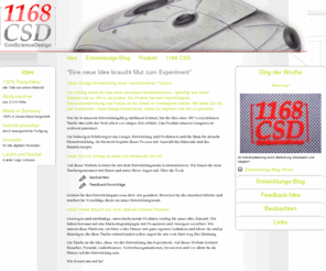 1168csd.de: 1168 ConScienceDesign
Open-Design-Entwicklung einer revolutionären Tasche