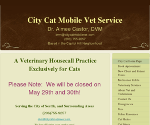 citycatmobilevet.com: City Cat Mobile Vet Service - Home
A Veterinary Housecall Practice Exclusively for Cats.  Serving the City of Seattle. 