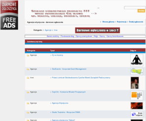 agencjaartystyczna.com: Agencja artystyczna - Bezpłatne ogłoszenia. agencjaartystyczna.pl.
Agencja artystyczna - Darmowy panel ogłoszeniowy. Szukasz agencji artystycznej, a nie wiesz gdzie??? Masz agencję artystycznš. Darmowe ogłoszenia w internecie. Agencja artystyczna.