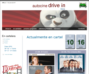 autocinedrivein.com: Autocine Drive In :: Películas en cartel
Hace 30 años, el autocine Drive-In de Denia fue el primero en abrir en España. Hoy sigue siendo una opción ideal para disfrutar en familia de las mejores peliculas de actualidad. Los mejores estrenos y al mismo tiempo que en el resto de España. Dos pases diarios.