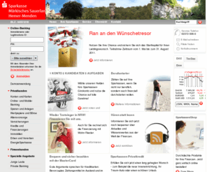 sparkasse-menden.net: Sparkasse Märkisches Sauerland Hemer-Menden (44551210) - Internet-Filiale
Die Internetfiliale der Sparkasse Märkisches Sauerland Hemer-Menden