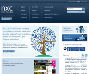 nxc.co.uk: NXC - OPEN RELIABLE - Consulting - Application Management - CMS - DMS - ECM
NXC is a pan-European consulting agency, with over ten years of commitment to reliable Open Source. Delivering services, consulting and application management on eZ Publish, Drupal, Alfresco, Nuxeo and Liferay. 