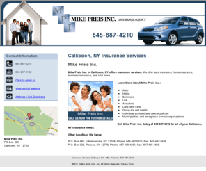 mikepreisny.com: Insurance Services Callicoon, NY - Mike Preis Inc. 845-887-4210
Mike Preis Inc. provides Insurance Services to Callicoon, NY. Call 845-887-4210 for Further Details.