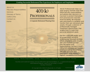 the401kconsultants.com: 401(k) Professionals, Inc. 401(k) Planner 401(k) Fees Independent Fiduciary, 401(k) Investments, 401(k) Expert
Your trusted retirement advisors, building lasting relationships with plan sponsors and plan participants while setting the highest standards of excellence.