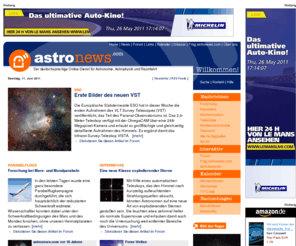 astronews.com: astronews.com - der deutschsprachige Online-Dienst für Astronomie, Astrophysik 
und Raumfahrt
astronews.com - der deutschsprachige Online-Dienst fuer Astronomie, Astrophysik und Raumfahrt