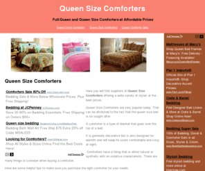 queensizecomforters.net: Queen Size Comforters - Queen Size Comforters
Here is where you will find top suppliers and best prices for Queen Size Comforters in a wide variety of styles including Queen Down Comforters.