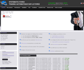 systematic-forex.biz: Trading automatique sur le Forex
Forex Trading Signal sur Metatrader et par SMS. Stratégie de trading automatique. Analyse fondamentale. Analyse technique. Signaux de trading professionnels sur taux de change.