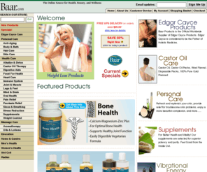 baar.com: Baar Products: Official Supplier of Edgar Cayce Products
Your natural source for Health and Beauty products, hair care, skin care, castor oil, Radiac, Wet Cell Battery, glyco-thymoline, psoriasis cream, castor cream, vitamins, herbal extracts, massage oils, and others. Official World Wide Exclusive Supplier of Edgar Cayce Products.