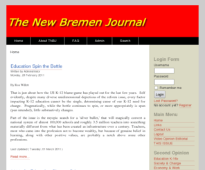 newbremenjournal.com: New Bremen Journal - Home
Welcome to The New Bremen Journal, Fifteen ideas for reforming US K-12 education., K-12 reform, teachers' unions, changing education.