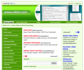 editor.com: Word, Text Editors & HTML Editors | Editor.com
Really useful and helpful resources about word, editors, text editors and word processors & online document editing.