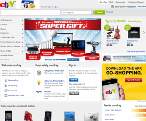 e-b-a-y.net: eBay - New & used electronics, cars, apparel, collectibles, sporting goods & more at low prices
Buy and sell electronics, cars, clothing, apparel, collectibles, sporting goods, digital cameras, and everything else on eBay, the world's online marketplace. Sign up and begin to buy and sell - auction or buy it now - almost anything on eBay.com